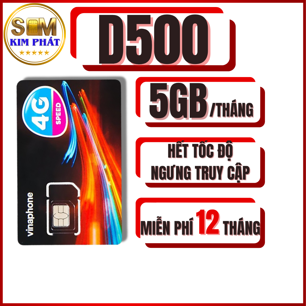 SIM 5G VINAPHONE D500 / D219 / DMAX – TRỌN GÓI 12 THÁNG – 5GB/THÁNG