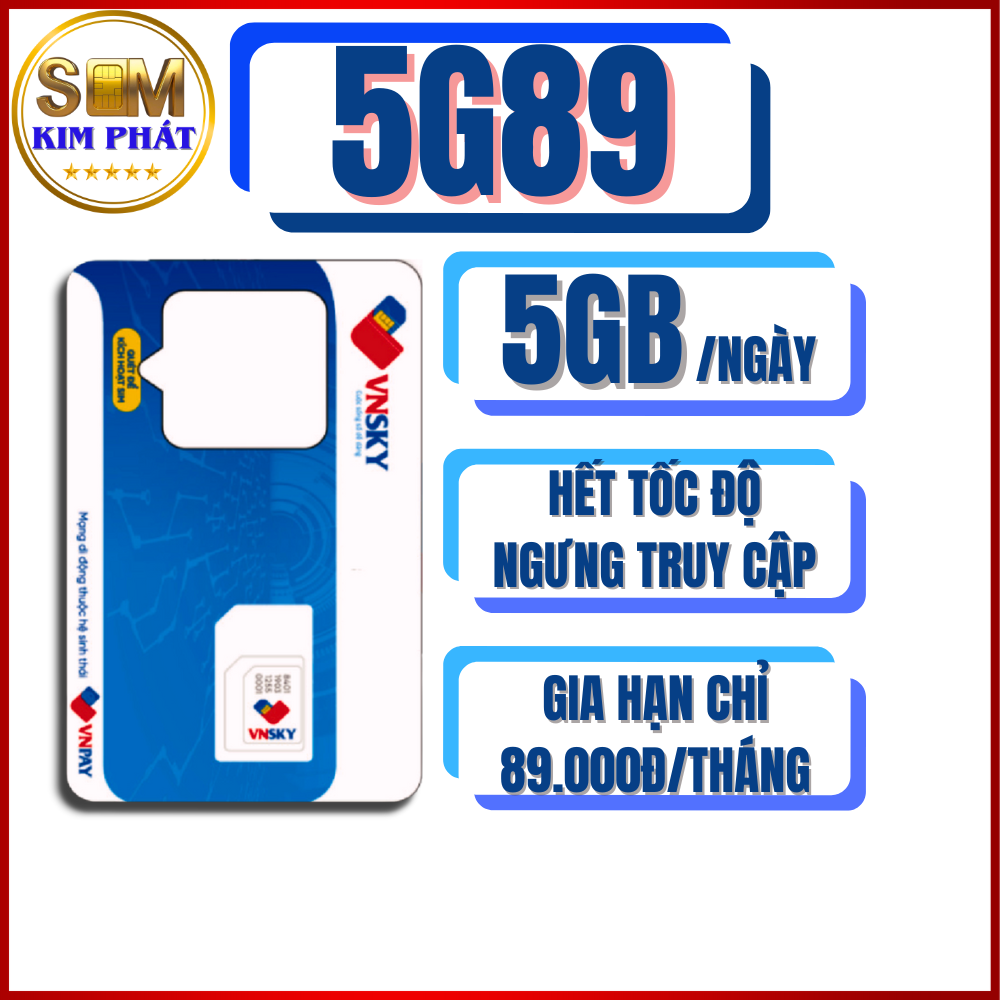 SIM 4G MOBIFONE VNSKY 5G89 - MIỄN PHÍ 1 THÁNG – CHÍNH HÃNG MOBIFONE