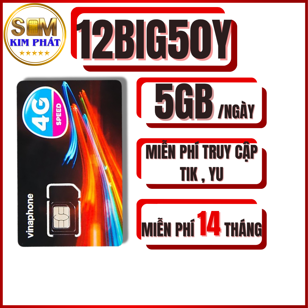 SIM 5G VINAPHONE 12BIG50Y – MIỄN PHÍ DATA KHỦNG 5GB/NGÀY – DÙNG 14 THÁNG SIÊU SALE
