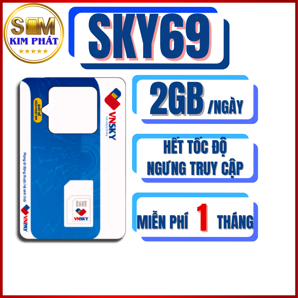 SIM 4G MOBIFONE VNSKY SKY69D - MIỄN PHÍ 1 THÁNG – NGHE GỌI