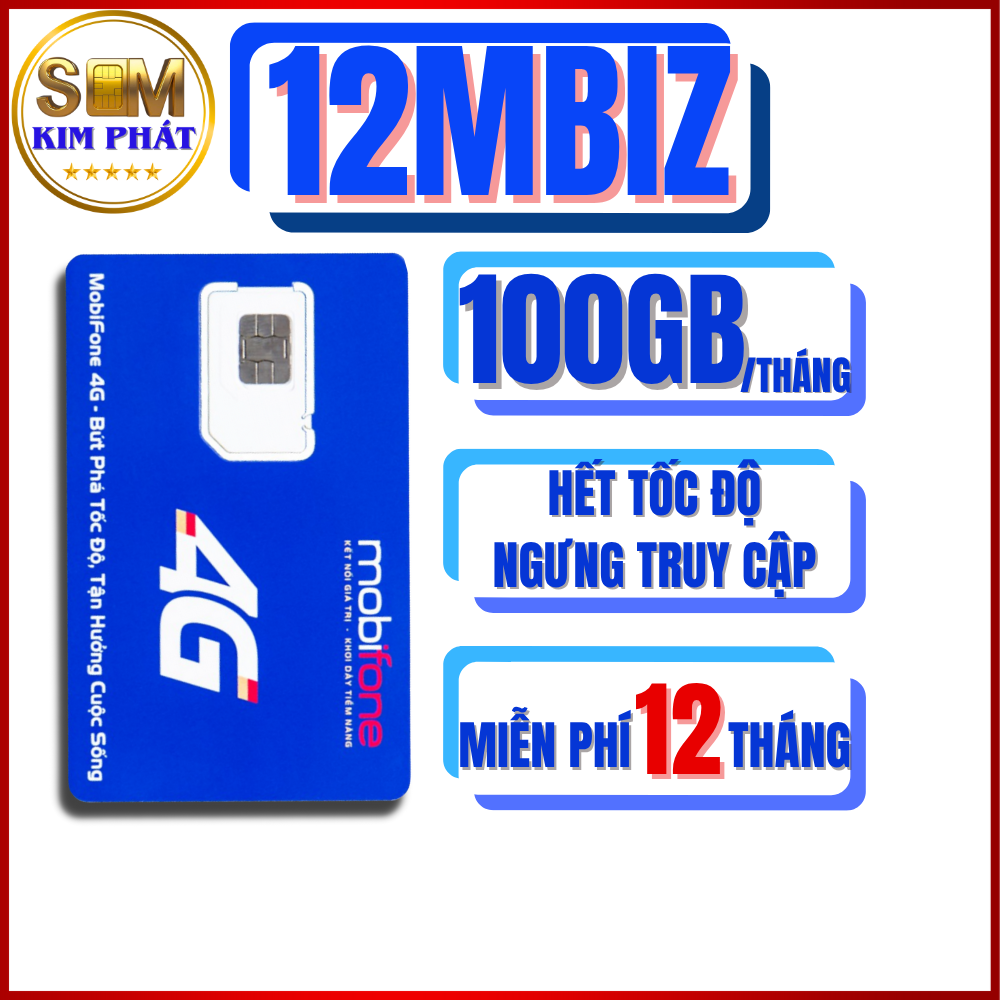 Sim 4G Mobifone 12MBIZ – 100GB/Th – Trọn Gói 12 Tháng – Siêu Tiết Kiệm
